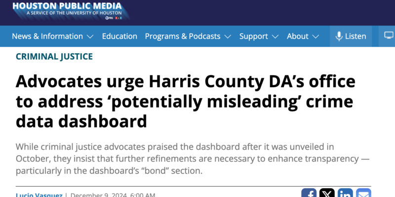 Screenshot of title of article on Houston Public Media website